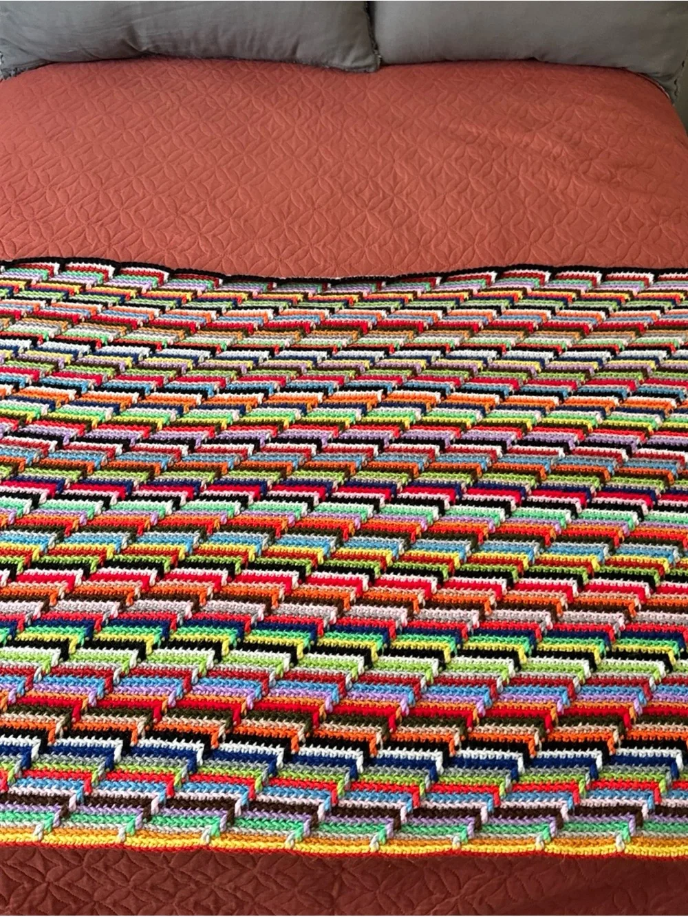 Colorful Multistripe Crochet Throw Blanket - Vibrant Stripes